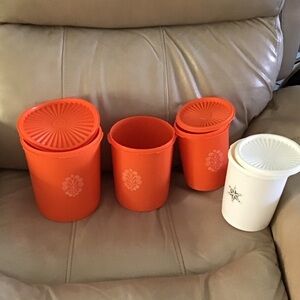 Orange and White Storage Container Set